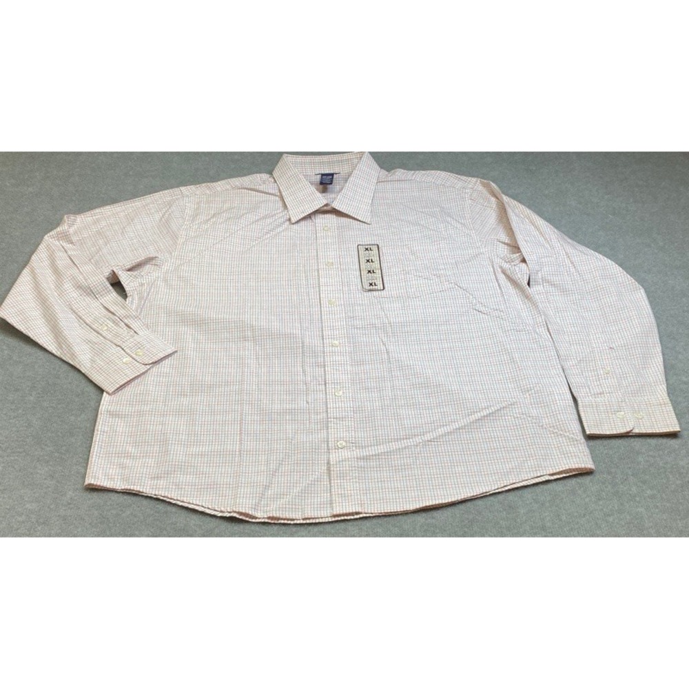 NWT Knightsbridge Button Up Men XL White Red Navy Tattersall Check Cotton Shirt